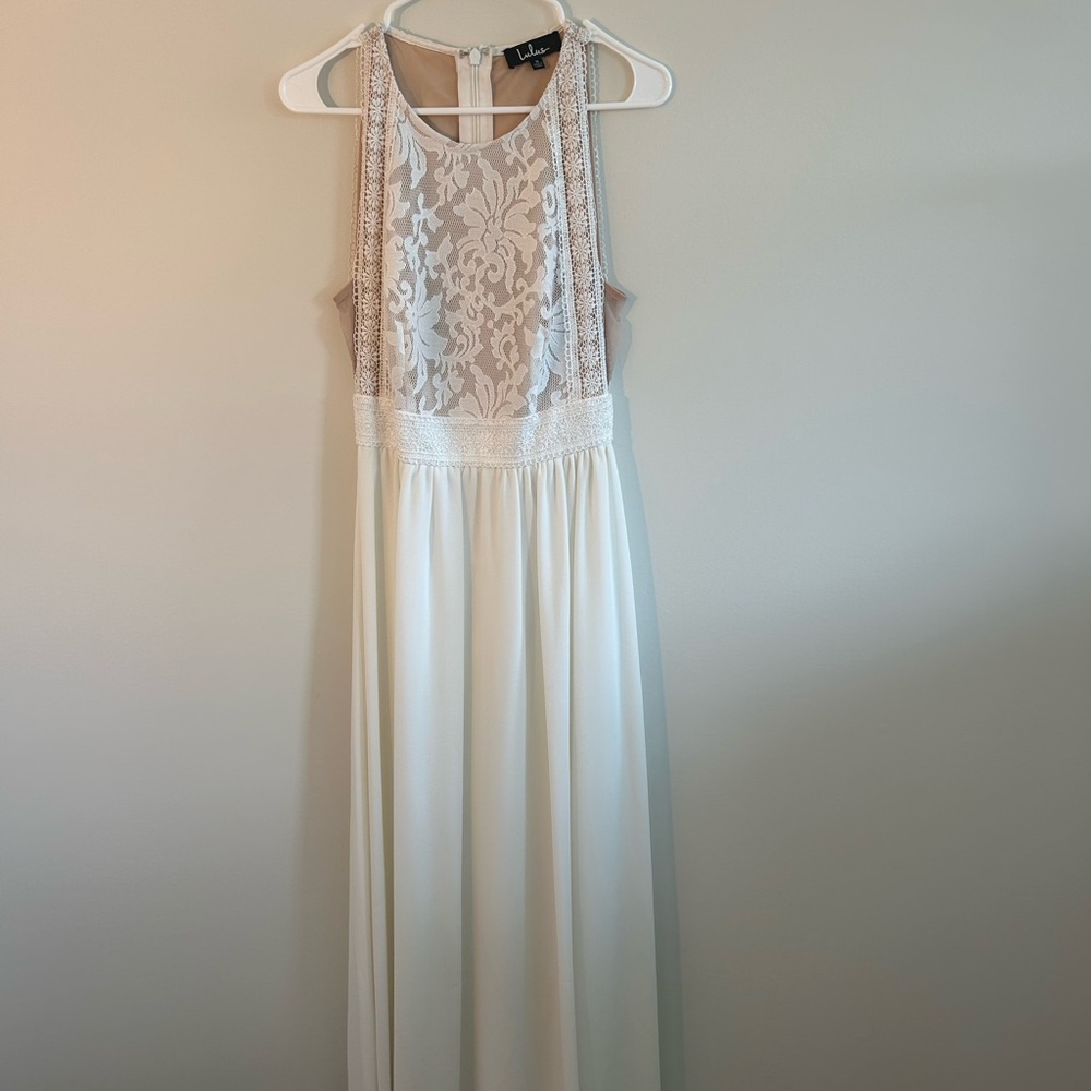 Lulu's White Lace Maxi Dress